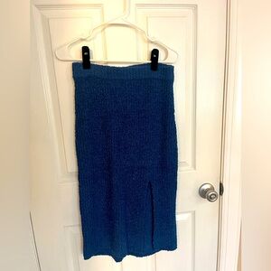 Blue Current Vibes Midi knit skirt with front slit
